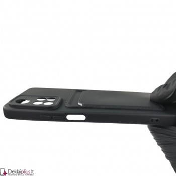 Švelnus silikoninis dėklas su kišenėle - juodas (Xiaomi Redmi Note 11 Pro/11 Pro Plus)